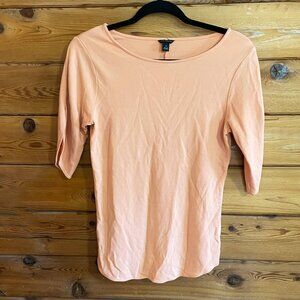 Ann Taylor Coral 3/4 Sleeve Basic Top Size Medium